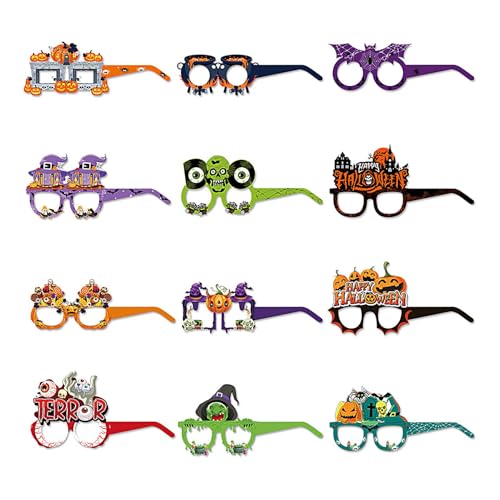 Botiniv Halloween-Brille für Kinder,Halloween-Partybrille,12 Stück Halloween-Neuheitsbrillen | Halloween-Fotoautomaten-Requisiten, Halloween-Party-Brille für Halloween-Dekorationen von Botiniv