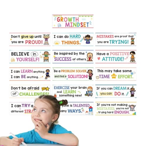 Botiniv Inspirierende Zitatkarten, Growth Mindset Poster,16-teiliges Zitatkarten-Motivations-Inspirational-Mindset-Poster - Wachstumsförderungs-Affirmationskarten, positives Zitat-Poster für Zuhause von Botiniv