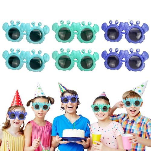 Botiniv Lustige Partybrille | Crazy Glasses 6er-Set,Silly Sonnenbrillen, verrückte Brillen mit transparenten Gläsern für Männer und Frauen, Seaside von Botiniv