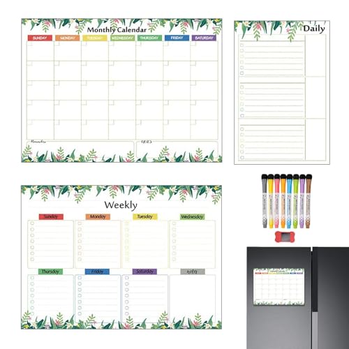 Botiniv Magnetkalender für Kühlschrank, Kalendermagnete für Kühlschrank - Set von 3 monatlichen Familienkalendern mit Markern und Radiergummi | Planung und Organisation von Vorräten, monatlichen von Botiniv