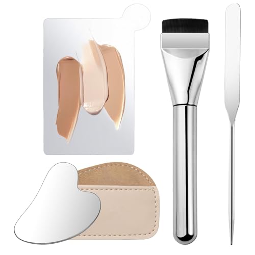 Botiniv Make -up -Mischpaletten -Set, Foundation Mixing Palette,Foundation Mixing Mischpalette mit Metallspatel - 4X Mutter Freundin Schönheit Enthusiasten Ergonomischer Mixer für eine gleichmäßige von Botiniv