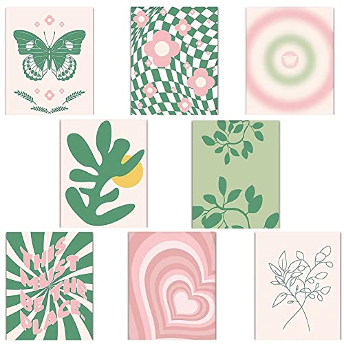 Botiniv Minimalistisches Pastelldekor | Abstrakte minimalistische Wandkunst und Dekoration, 9 Stück - Dänische Pastell-Wandcollage-Kit für Teenager-Mädchen, adrette Schlafzimmerdekoration, Wohnheim von Botiniv