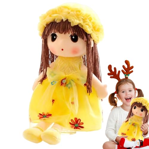 Botiniv Plüschpuppenmädchen für Babys,Plüschpuppe | Sweetheart Rag Doll Cozy Cuddle,Kuschelweiche multikulturelle handgefertigte Puppe mit Kleidung, Rock für Kinder von Botiniv