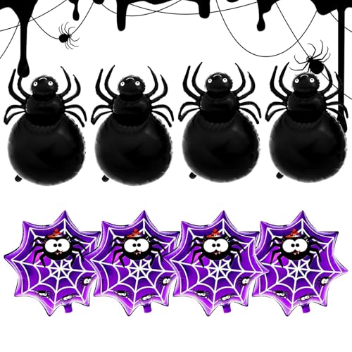 Botiniv Spinnenballons, Spinnenballon Halloween,Gruselige Halloween-Luftballons, Spinnennetz-Ballon-Sets - Schwarze Folienballons, Spinnenballons, Halloween-Dekorationsset für Halloween-Partys, von Botiniv