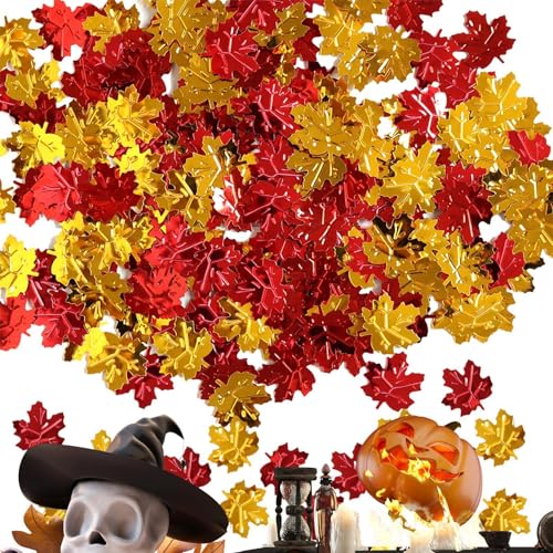 Botiniv Thanksgiving-Blätter-Konfetti,-Tischkonfetti - Thanksgiving Ahornblätter Konfetti,15 g -Party-Blätter-Konfetti/Tisch-Pailletten-Streuer für Hochzeit, Geburtstag, Halloween, Party-Dekoration von Botiniv