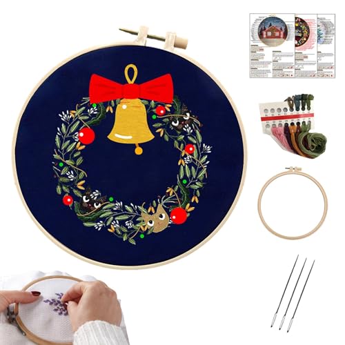 Botiniv Weihnachts-Stickset,Stickset Weihnachten | Weihnachtsschmuck Weihnachtshandwerk Handstickerei | Weihnachts-Sticksets, Stickset mit Muster für Freunde und Familie, Thanksgiving-Partys von Botiniv