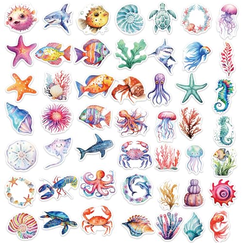 200x/Set Selbstklebende Aufkleber Meerestieraufkleber Aufkleber Fisch Aufkleber für Laptops Scrapbooking Dekorationen von Bottone