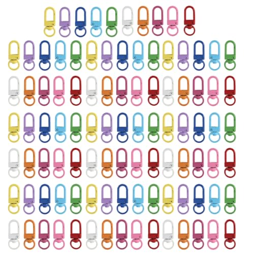 Bottone 100 Stück bunte Karabinerverschlüsse, drehbare Schlüsselanhänger-Haken, zufällige Farbe, Karabinerverschluss, Schlüsselanhänger, Haken für Schlüsselanhänger von Bottone