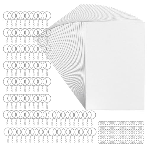 Bottone 225-teiliges Schrumpf-Set enthält 25 Schrumpfpapier mit 100 Schlüsselanhängern und 100 Ringen für Kinder von Bottone