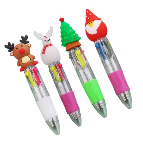 Bottone 3/4 Stück Weihnachts-Kugelschreiber, Farbstift, 4-in-1, einziehbarer Kugelschreiber für Kinder, Belohnung von Bottone