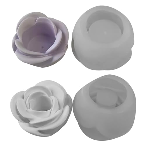Bottone 3D-Silikonform für Kerzenhalter, Rosenblüten, Kerzenhalter, Epoxidharz, Gießform für Handwerk, Heimdekorationen von Bottone