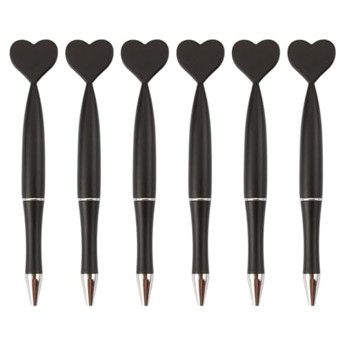 Bottone 6 x 1,0 mm schwarze Kugelschreiber, glattes Schreiben, herzförmig, Hochzeitszubehör von Bottone