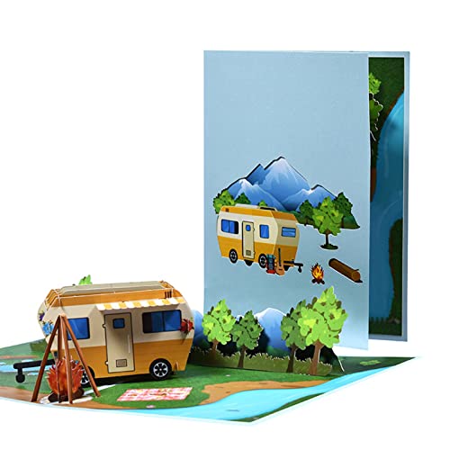 Bottone Camping 3D Popup Karte Wohnmobil Grußkarte Mit Umschlag Für Ehemann Sohn Vater Geburtstagskarten Outdoor Reisekarte Geschenk von Bottone