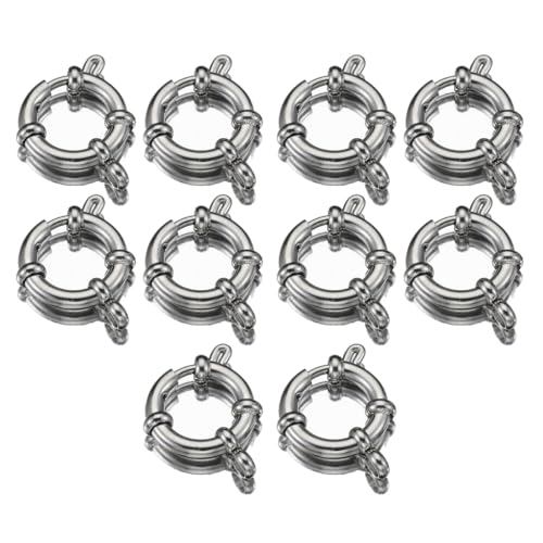 Bottone Set mit 10 runden Edelstahl-Halsketten-Verschlüssen, stilvoll und einfach zu bedienen, Verschluss für personalisierte Halsketten und Armbänder von Bottone
