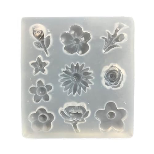 Bottone Silikonform mit Blume, Treibsand, Harz, Basteln, Schlüsselanhänger, Anhänger, handgefertigt, Shaker-Zubehör, Epoxidharz-Form von Bottone