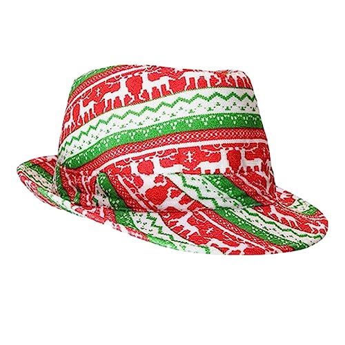 Weihnachtlicher Zylinder für Damen und Herren, kurze Krempe, Fedora-Hut, Unisex, Kostüm, Zylinderhut, Hippies, Karneval, Cosplay, Party-Requisiten von Bottone