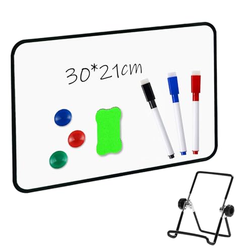 Whiteboard Magnetwand 30x21cm Whiteboard Magnettafel mit Ständer Beidseitige Verwendung Desktop Magnetboard Mini Memoboard mit trocken abwischbaren Stiften Radiergummi Magneten von BouGPeng