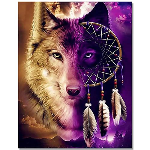 Bougimal 5D Diamant Painting Wolfskopf für Erwachsene Decoration Geschenk, 40X50cm von Bougimal