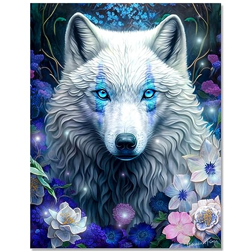 Bougimal 5D Diamond Painting Der Wolf, komplettes 5D-Diamantgemälde für Erwachsene, Heimdekoration, 40 x 50 cm von Bougimal