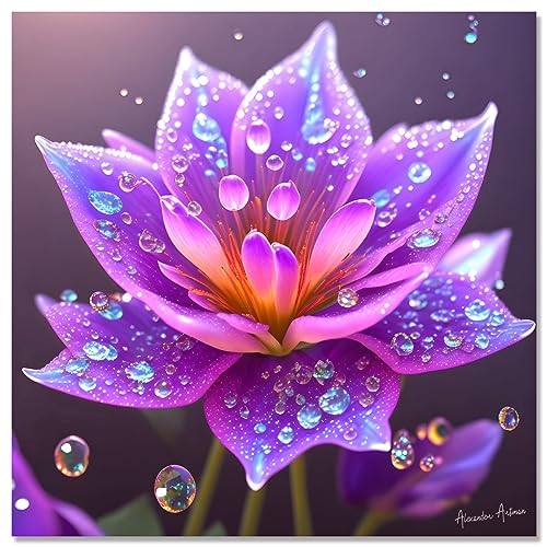 Bougimal 5D Diamond Painting Lotus, 5D Full Diamond Painting für Erwachsene, Home Wanddekoration, 40 x 40 cm von Bougimal