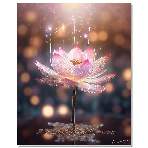 Bougimal 5D Diamond Painting Lotus, 5D Full Diamond Painting für Erwachsene, Home Wanddekoration, 40 x 50 cm von Bougimal