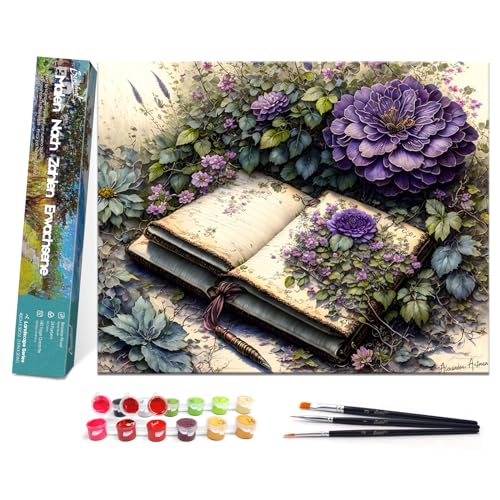 Bougimal Malen Nach Zahlen Erwachsene Landschaft Ohen Rahmen inklusive Pinsel und Acrylfarben - 40 x 50 cm, Bücher und Blumen von Bougimal