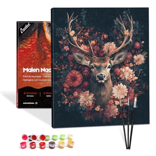 Bougimal Malen Nach Zahlen Erwachsene Tier Mit Rahmen inklusive Pinsel und Acrylfarben - 40 x 50 cm, Hirsch 3 Bougimal Malen Nach Zahlen Erwachsene Tier Mit Rahmen inklusive Pinsel und Acrylfarben - 40 x 50 cm, Hirsch 3 von Bougimal