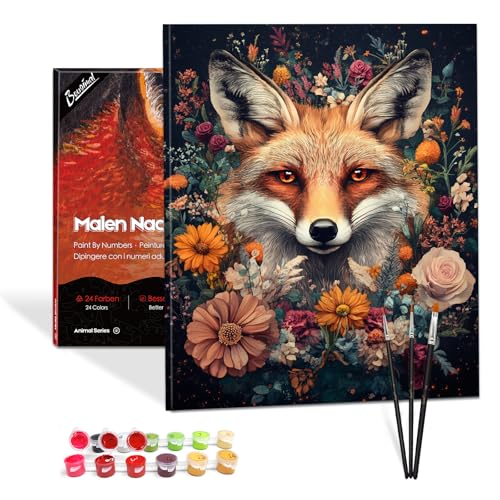 Bougimal Malen Nach Zahlen Erwachsene Tiere Mit Rahmen inklusive Pinsel und Acrylfarben - 40 x 50 cm, Fuchs Bougimal Malen Nach Zahlen Erwachsene Tiere Mit Rahmen inklusive Pinsel und Acrylfarben - 40 x 50 cm, Fuchs von Bougimal