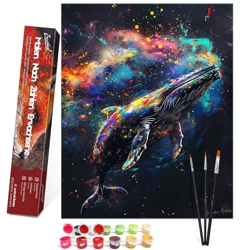 Bougimal Malen Nach Zahlen Erwachsene Tiere Ohen Rahmen inklusive Pinsel und Acrylfarben - 40 x 50 cm, Wal 4 von Bougimal