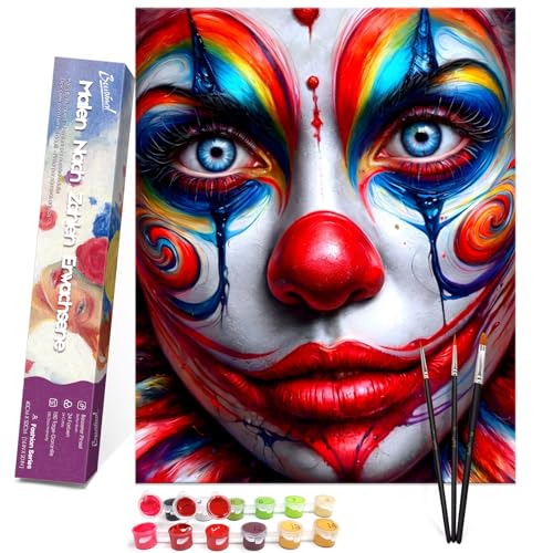 Bougimal Malen nach Zahlen Erwachsene, Clown, Enthält Faltenfreie Leinen Leinwand, Pinsel und Acrylfarben - Ohne Rahmen 40 x 50 cm von Bougimal