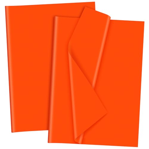 Bouiexye Orange Seidenpapier für Geschenktüten 120 Blatt Seidenpapier Bulk 51x37cm Weihnachten Seidenpapier zum Verpacken Verpackungspapier für Füller Blumen Geburtsta Hochzeit Dekor von Bouiexye