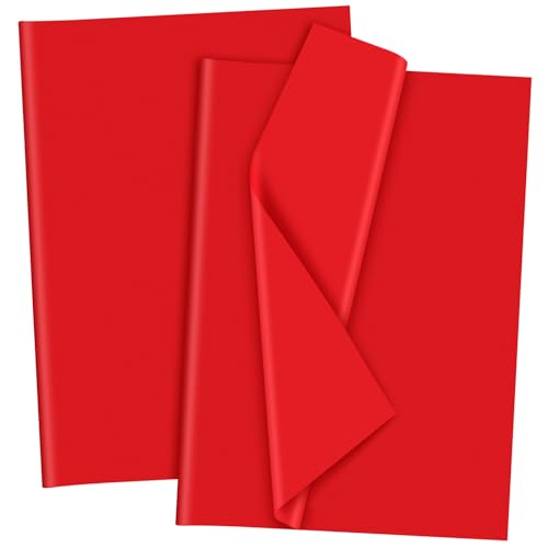 Bouiexye Rot Seidenpapier für Geschenktüten 120 Blatt Seidenpapier Bulk 51x37cm Weihnachten Seidenpapier zum Verpacken Verpackungspapier für Füller Blumen Geburtsta Hochzeit Dekor von Bouiexye