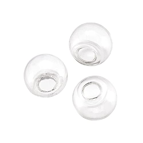 Boutigem 100 Stück klare geblasene Glaskugelperlen, runde Kugelflaschen, Perlen, 14 mm, für Ohrstecker, Ohrringe, Halsketten, Basteln, Basteln mit 3 ~ 5 mm halben Loch von Boutigem