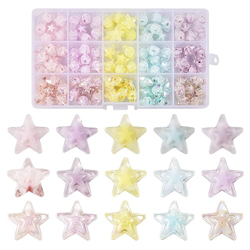 Boutigem 120Pcs Star Beads Frosted Transparent Acrylic Five Pointed Star Perforated Beads for Bracelets Necklaces Earrings Jewelry DIY Making von Boutigem