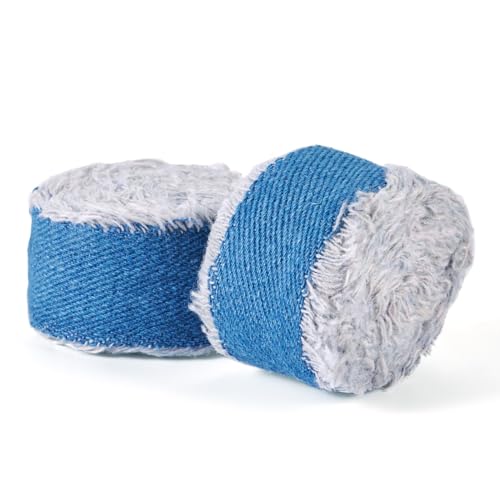 Boutigem 2 Rollen 2 Meter mittelblaue Jeansbänder 2,5 cm rustikal ausgefranste Baumwolle Jeansstoff Band Fransen Raw Edged Denim Craft Bänder für DIY Schleife Haarspangen Kleidungszubehör Nähen von Boutigem