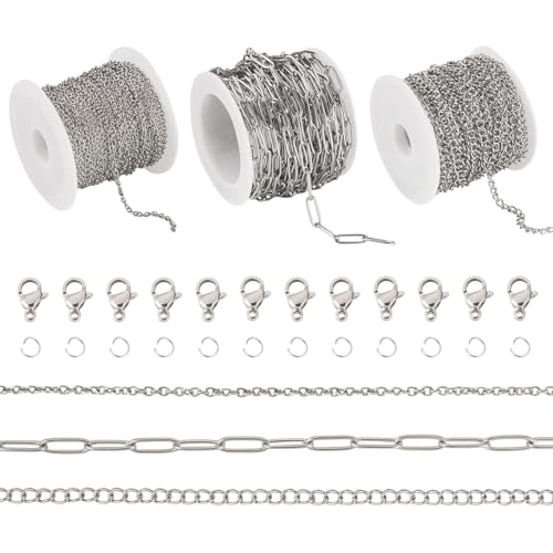 Boutigem 3 Rollen 15 m Edelstahl-Kabelketten, Armband- und Halskettenherstellungs-Set, gedrehte Metallkabelkette, ovale Gliederketten für Schmuckherstellung Boutigem 3 Rollen 15 m Edelstahl-Kabelketten, Armband- und Halskettenherstellungs-Set, gedrehte Metallkabelkette, ovale Gliederketten für Schmuckherstellung von Boutigem