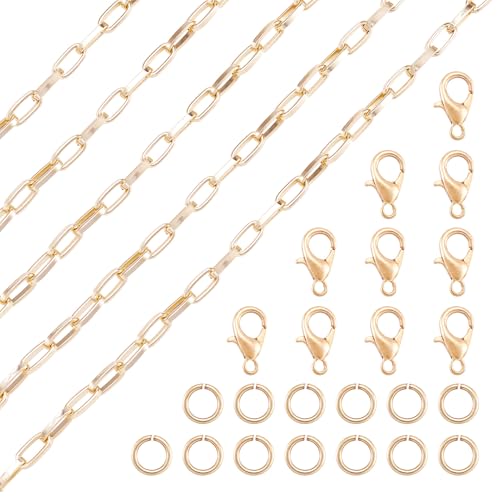 Boutigem 4,5 m lange Aluminium-Gliederkette, rechteckige Gliederkette, goldene Metallkette mit Rolle, für Heimwerker, Damen, Herren, Armband, Halskette, Schmuckherstellung, Kits mit von Boutigem