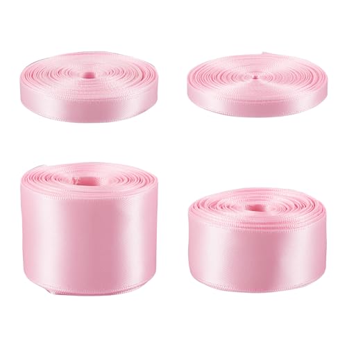 Boutigem 4 Rollen rosa Satinband Polyesterband Feststoffband Rolle für DIY Haarschleife Verpackung Blumengirlande Home Party Hochzeit Dekoration Valentinstag von Boutigem