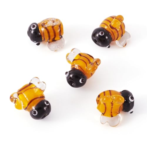 Boutigem Handgefertigte 3D-Bienen-Lampwork-Perlen, gelbe Honigbienen-Glasperlen, niedliches Insekt, Tier-Abstandshalter, Bastelperlen, lose Perlen für Bastelarbeiten, Ohrringe, Armbänder, von Boutigem