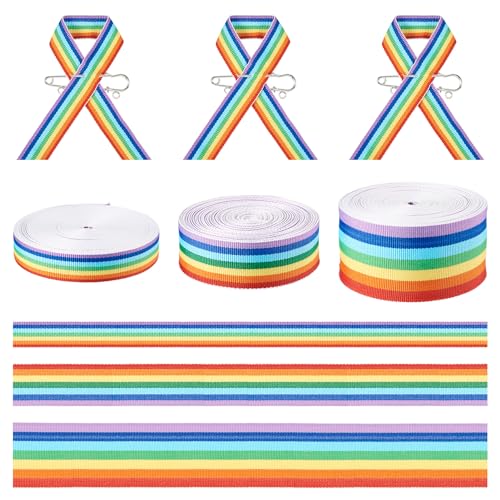 Boutigem Ripsband mit bunten Regenbogenstreifen, 30 m, gewebtes Polyestergewebe, zum Verpacken von Verpackungen, Schleifen, Kleidung, Nähen, Party-Dekoration von Boutigem