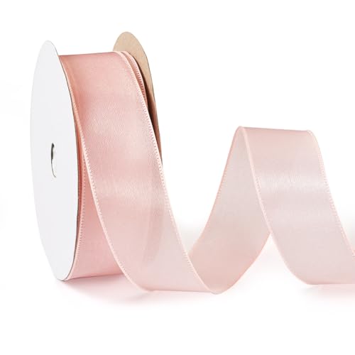 Boutigem Satinband, Polyester, Chiffon, Drahtrand, Tüllband für Hochzeitsdekoration, Verpackung, Blumenstrauß, Brautparty, Basteln, Rosa, 20 Meter von Boutigem