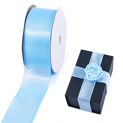 Boutigem Satinband, Polyester-Organzaband, 38 mm, Bastelband für selbstgemachte Schleifen, Blumensträuße, Verpackung, Party-Dekoration, Hellhimmelblau, 20 Meter von Boutigem