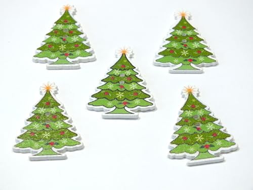 5 Holzknöpfe: Weihnachtsbaum, 35 x 25 mm (18 Stück) von Boutique d'isacrea