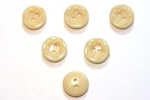 Acrylknöpfe, rund, Blumenmotiv, Beige, 21 mm, 6 Stück (01) von Boutique d'isacrea