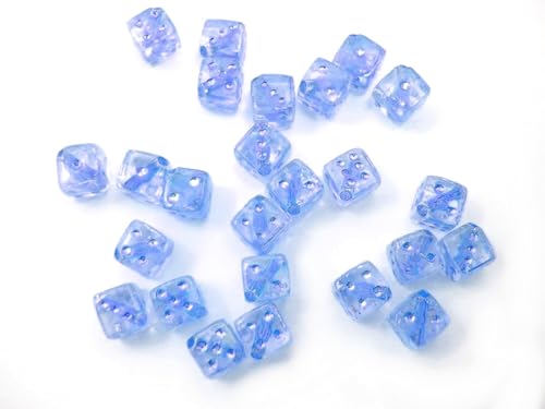 Acrylperlen: 25 Spielwürfel, blau, transparent, 6 mm von Boutique d'isacrea