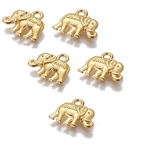 Charm-Anhänger, vergoldet, Elefant, 13 x 12 mm, 5 Stück (01), Metall von Boutique d'isacrea
