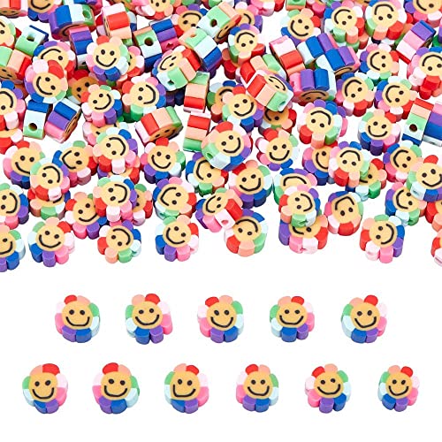 Modelliermassen-Perlen: Blume Lächeln, mehrfarbig, 10 mm (01), 50 Stück von Boutique d'isacrea