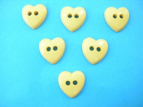 Set 6 Tasten: Herzen gelb 13 mm von Boutique d'isacrea