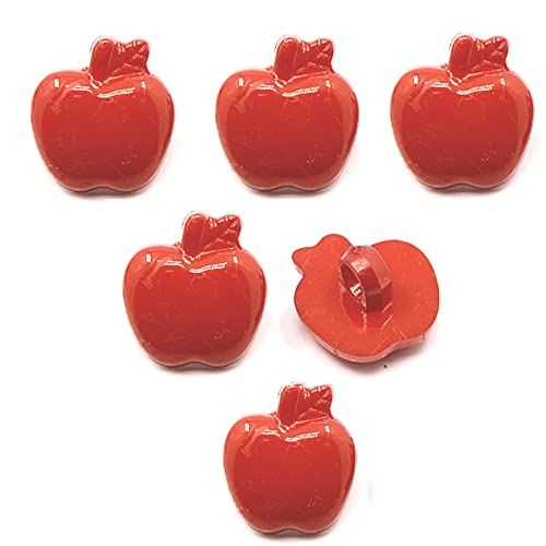 Set mit 6 Acrylknöpfen: roter Apfel, 16 x 15 mm (01) von Boutique d'isacrea