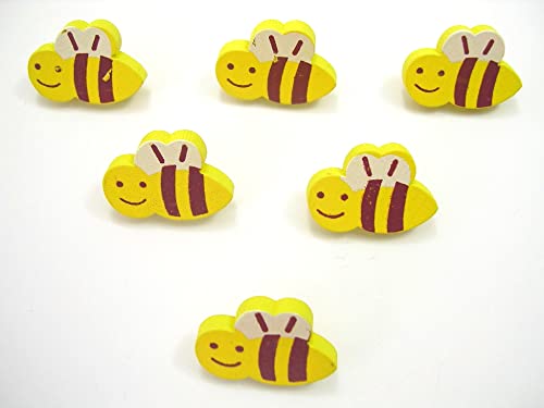 Set mit 6 Holzknöpfen: Biene, gelb, 21 x 13 mm (12) von Boutique d'isacrea